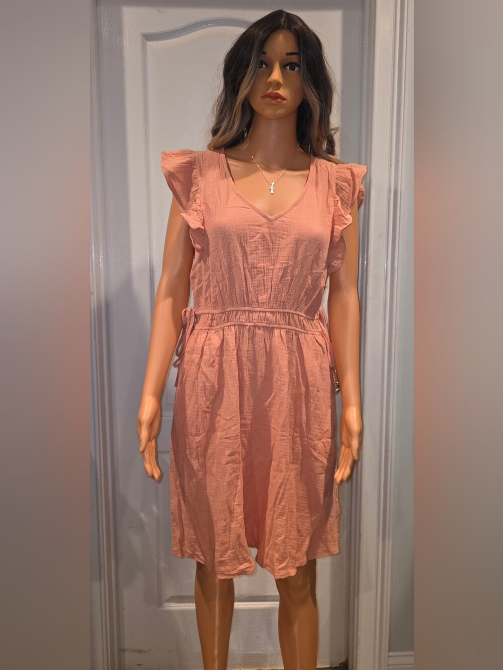 Hem & Thread Dusty Rose Ruffle Sleeve Midi Dress